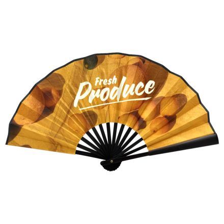 Full Color Custom Large Folding Plastic Hand Fan - 10.5"L
