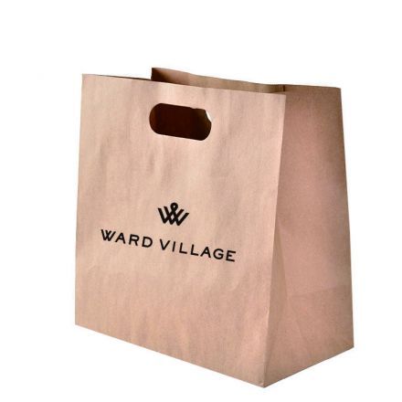 Custom Natural Kraft Paper Grocery Bags - 11" W x 5.9" Gussets x 11" H