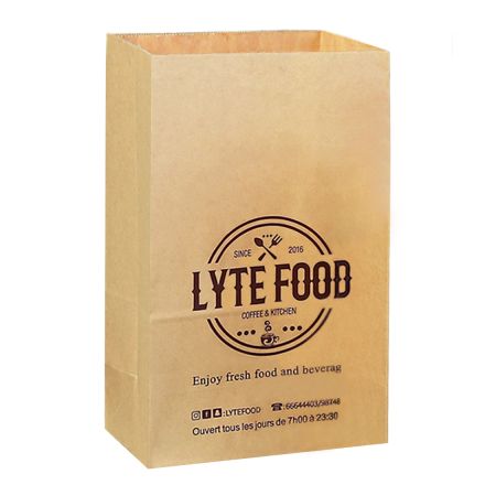 Custom Natural Kraft Paper Grocery Bags - 13" W x 5.9" Gussets x 16.5" H