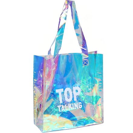 Custom Clear Holographic Tote Bag - 11.8"w x 13.5"h x 3"d