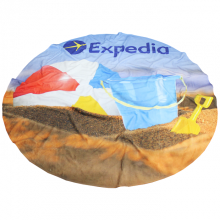 Full Color Custom Polyester-Cotton Blend Round Beach Towel - 60"