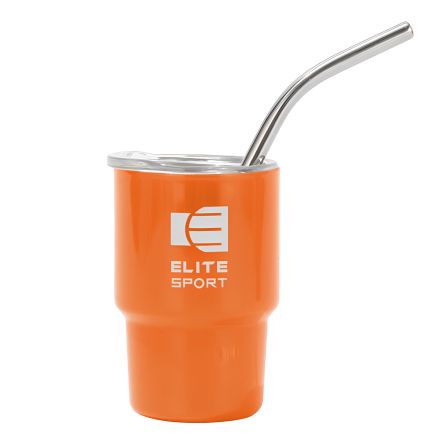 Custom Mini Stainless Steel Tumbler w/ Straw - 3 oz.
