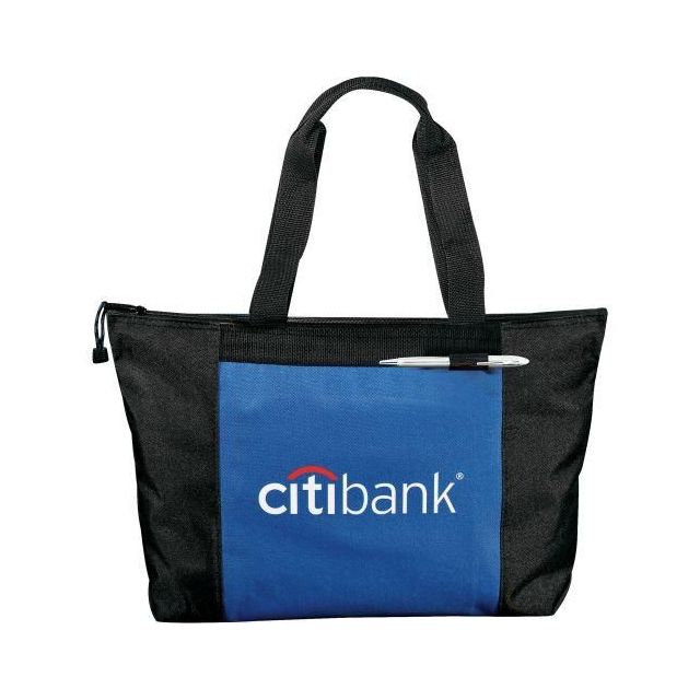 Custom Zippered Travel Printed Tote Bag - 20"w x 14.25"h x 3"d