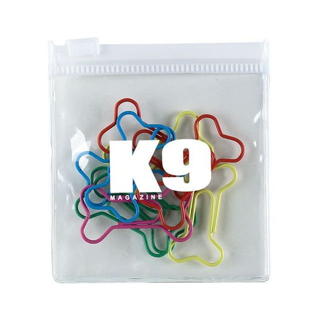 Fun Shaped Paper Clips in Logo Zip Pouch - Bone