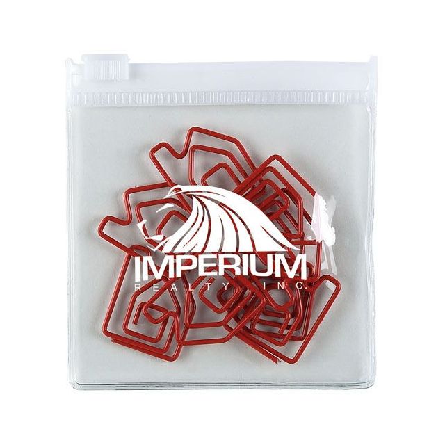 Fun Shaped Paper Clips in Imprinted Zip Pouch - House