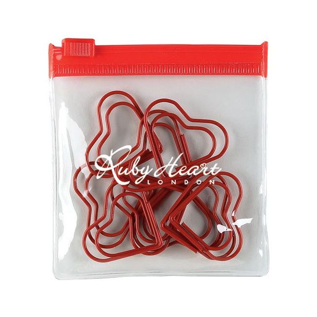 Fun Shaped Paper Clips in Custom Zip Pouch - Heart