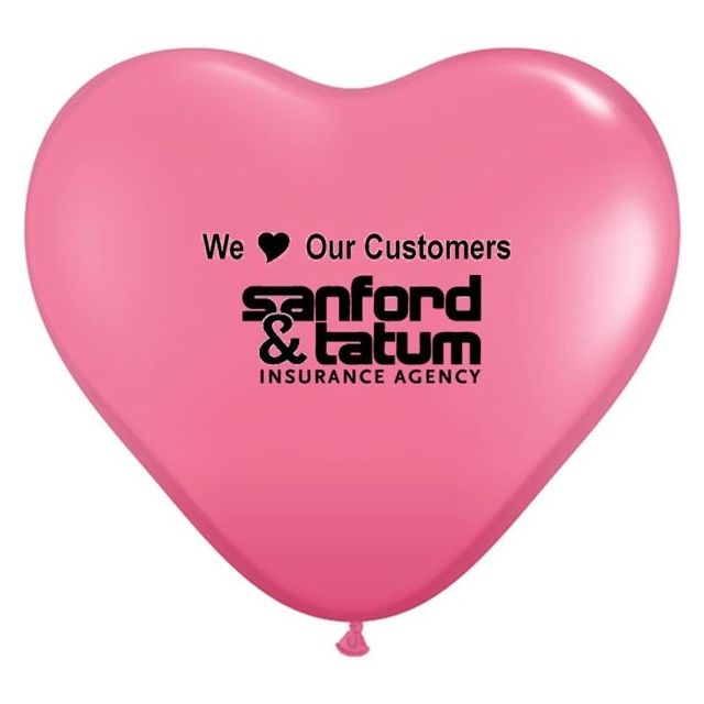 Custom Heart Standard Color Latex Balloon - 11"