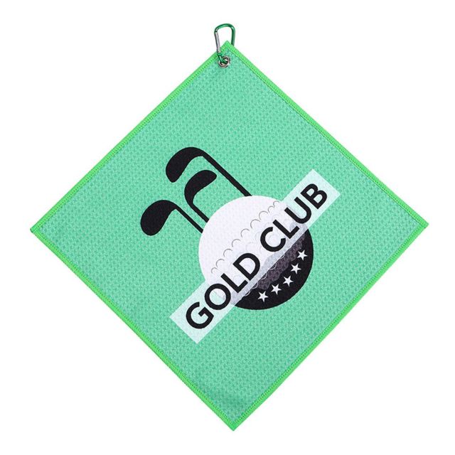 Full Color Custom Waffle Golf Towel w/ Carabiner - 12" x 12"