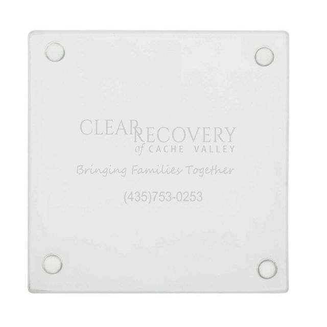 Square Custom Glass Coasters Engraved