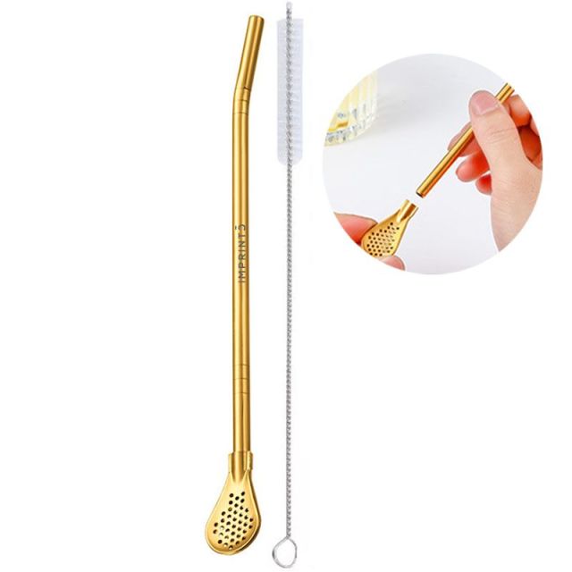 2-in-1 Custom Reusable Straw w/ Filter Spoon