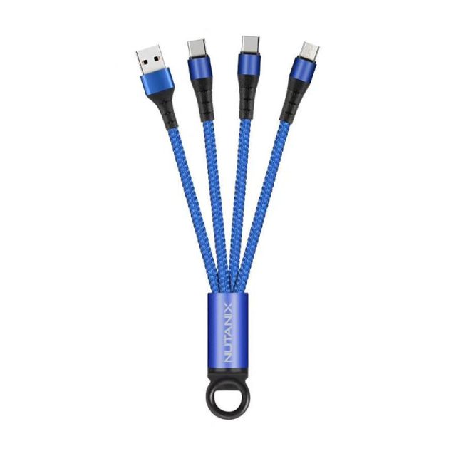 Custom 3-in-1 Braided Charging Cable Set w/ Keychain