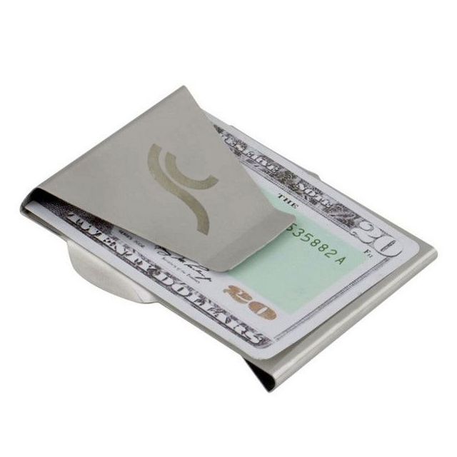 Custom Slim Double Sided Stainless Steel Money Clips Credit Card Holder