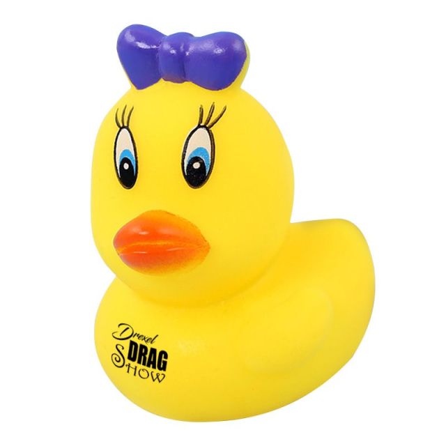Custom Logo Rubber Duck w/ Purple Bow Tie - 2.4" x 1.8" x 1.6"