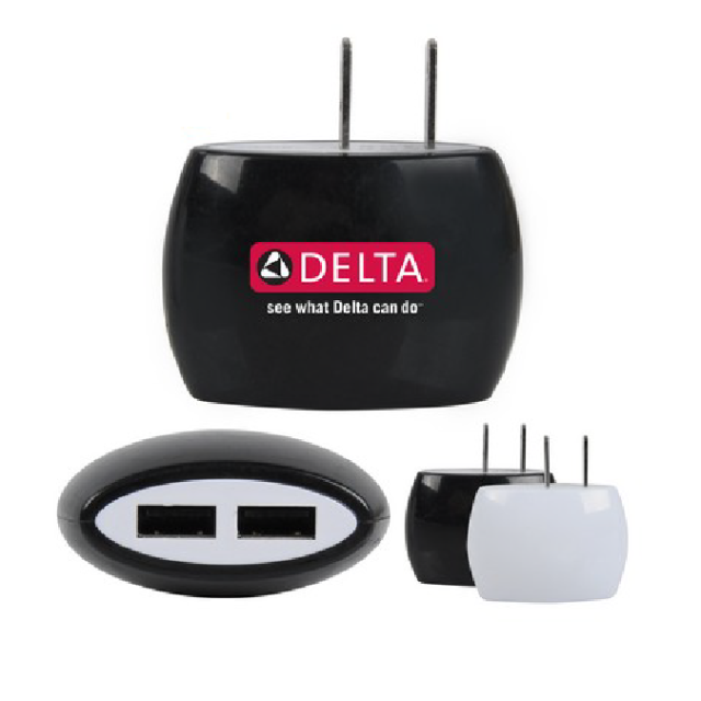 Custom Oval Dual Port Wall Charger