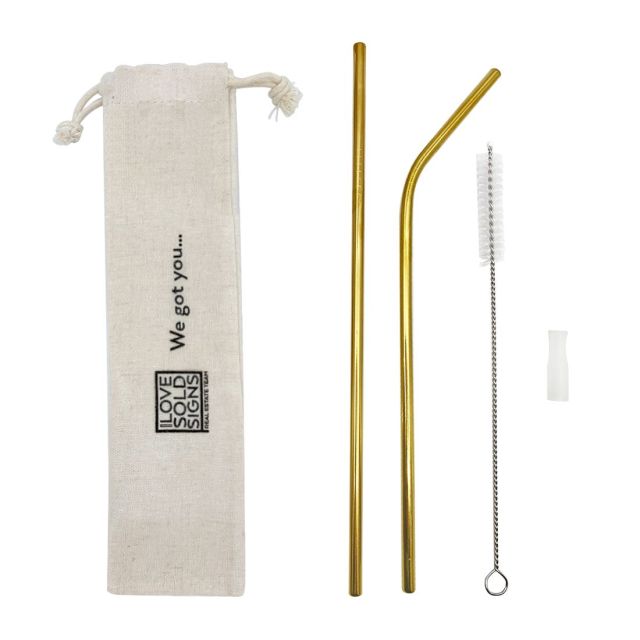 Custom Hoover Stainless Steel Straw Set