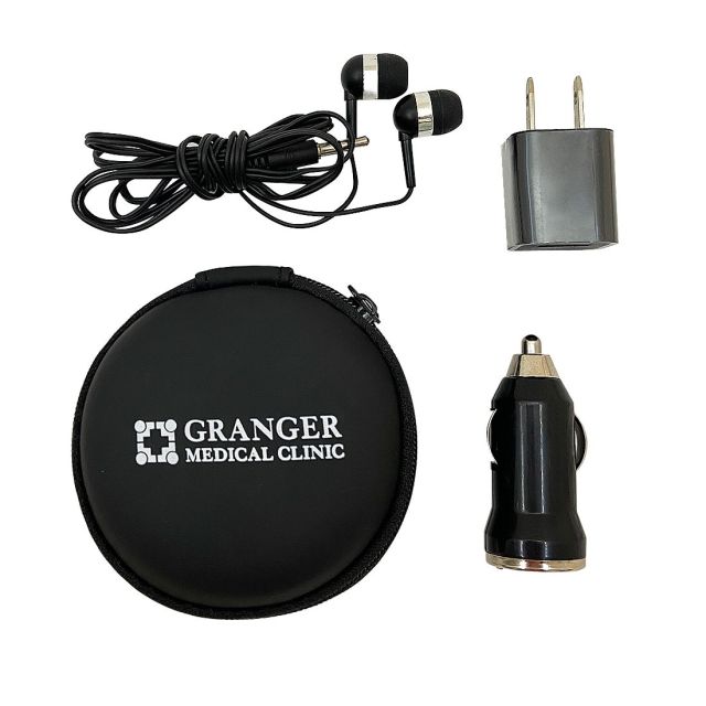 Custom 3-in-1 Cell Phone Charger Kit w/ Earbuds