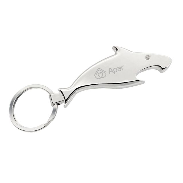 Custom Zinc Alloy Shark Bottle Opener Keyring