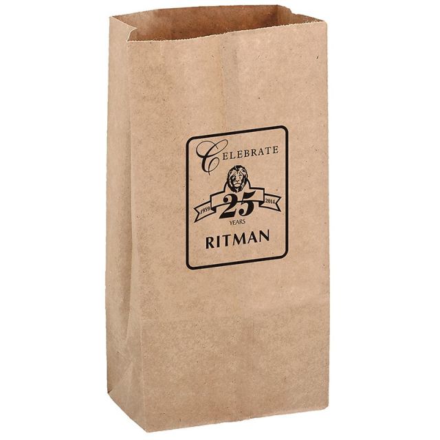 Custom Natural Kraft Grocery Bags - 6.1"W x 11.8"H x 3.9"D