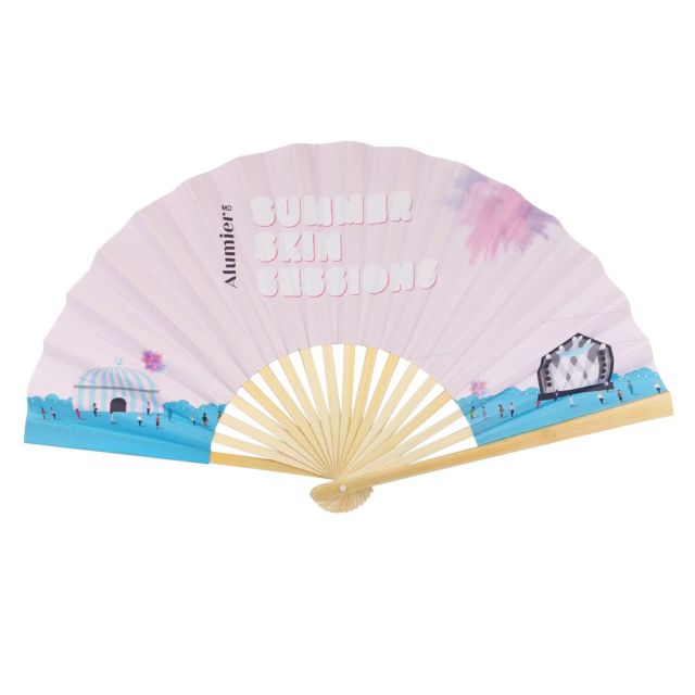 Full Color Custom Standard Folding Bamboo Hand Fan - 8.25"L