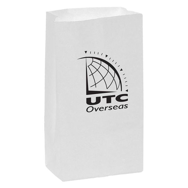 Custom White Kraft Grocery Bags - 7"W x 12.5"H x 4.3"D