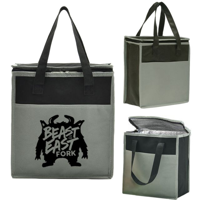 Custom Two-Tone Insulated Tote Bags - 10.75"w x 11.5"h x 6"d