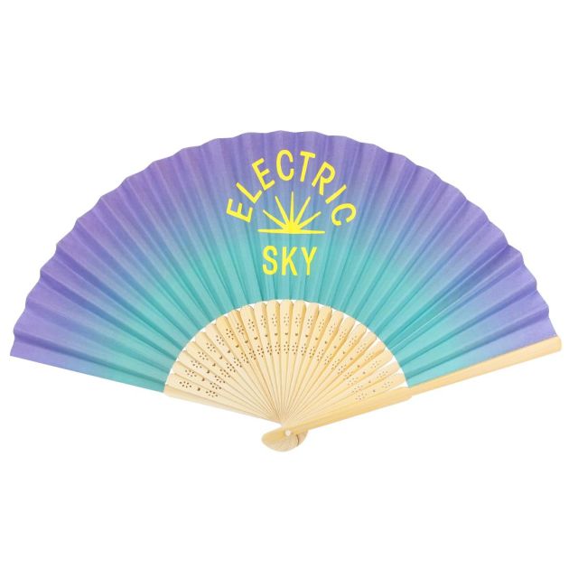 Full Color Custom Retro Folding Bamboo Hand Fan - 8.25"L
