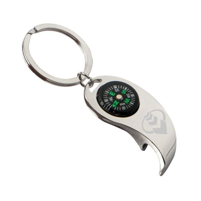 Engraved Custom Compass Bottle Opener Keychain