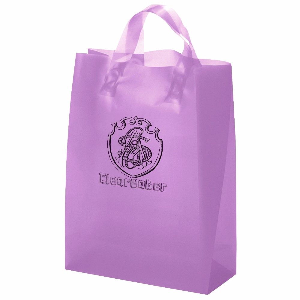 Custom Translucent Frosted Soft Loop Promo Shopping Bag - 10"w x 13"h x 5"d