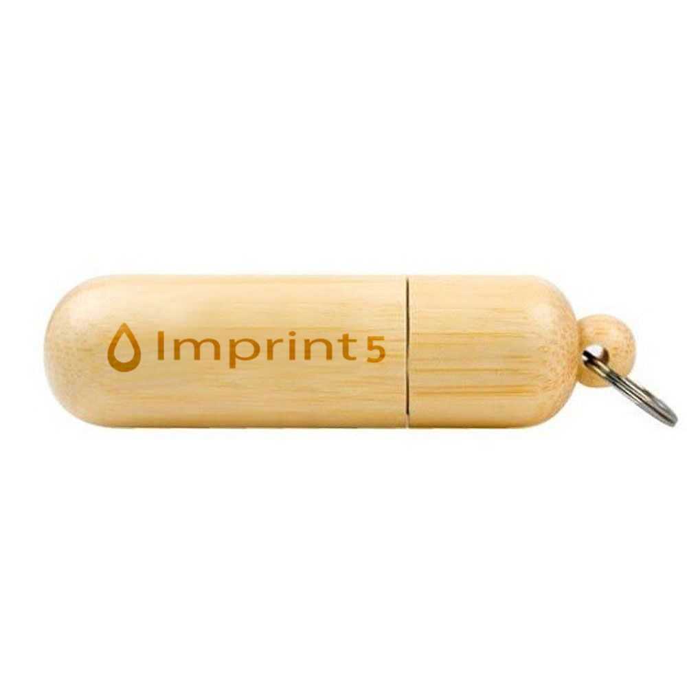 Custom Capsule Shaped Wooden USB Flash Drive
