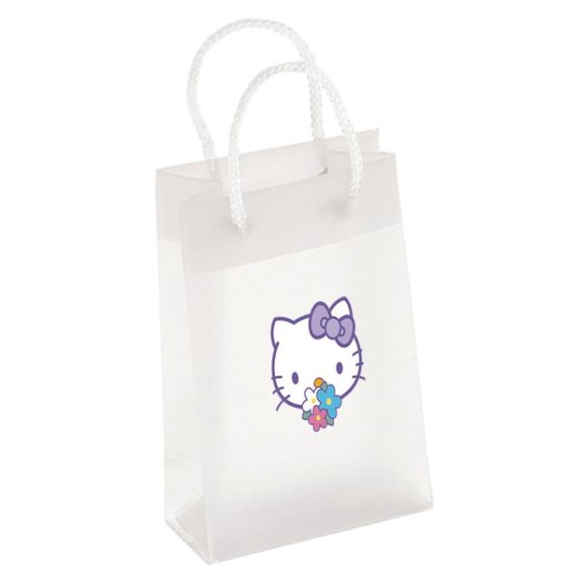 Custom Full Color Frosted Euro Plastic Shopper Tote Bag - - 5"W x 8"H x 3"D