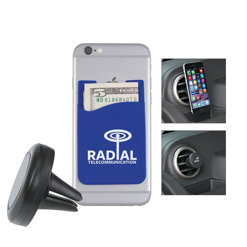 Magnetic Auto Air Vent Mount w/ Custom Phone Wallet
