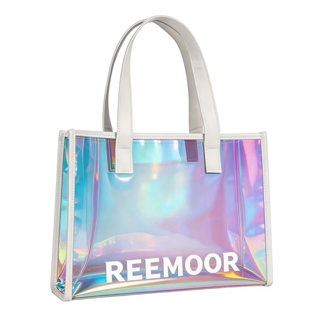 Custom Hologram PVC Handbag w/ Snap Button - 15.7"w x 11.8"h x 4.7"d