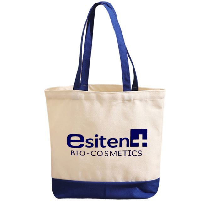 Custom Two-Tone Canvas Tote Bag - 15.75"w x 13.75"h x 4"d