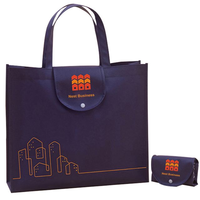Custom Non-woven Fold-up Shopping Bag - 17.3"w x 15.7"h x 6"d