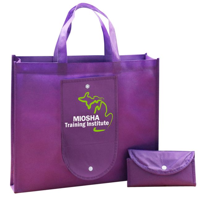 Custom Non-Woven Fold-up Tote Bag - 15.7"w x 12.5"h x 4"d