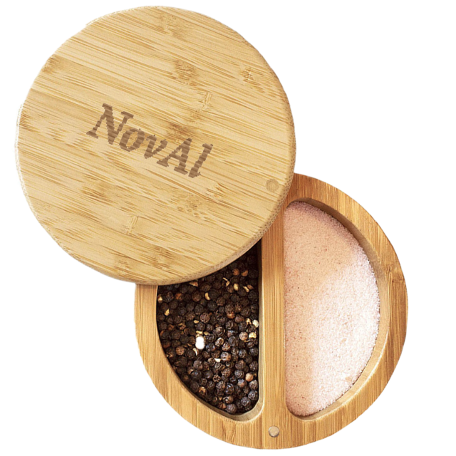 Custom Dual Compartment Round Bamboo Salt And Pepper Box