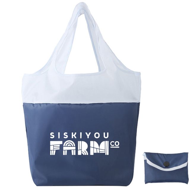 Custom Two-Tone rPET Foldable Shopper Tote - 18"w x 25"h x 6"d