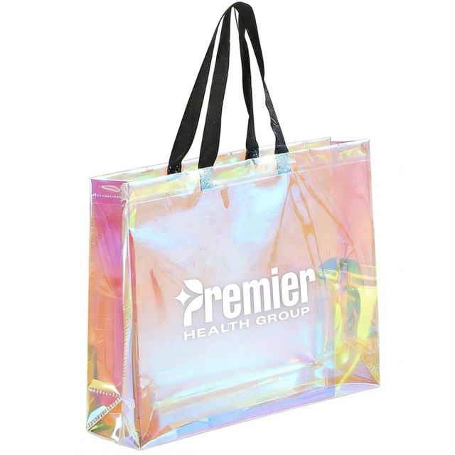 Custom Holographic Clear Tote Bag - 12.5"w x 10.5"h x 4.3"d