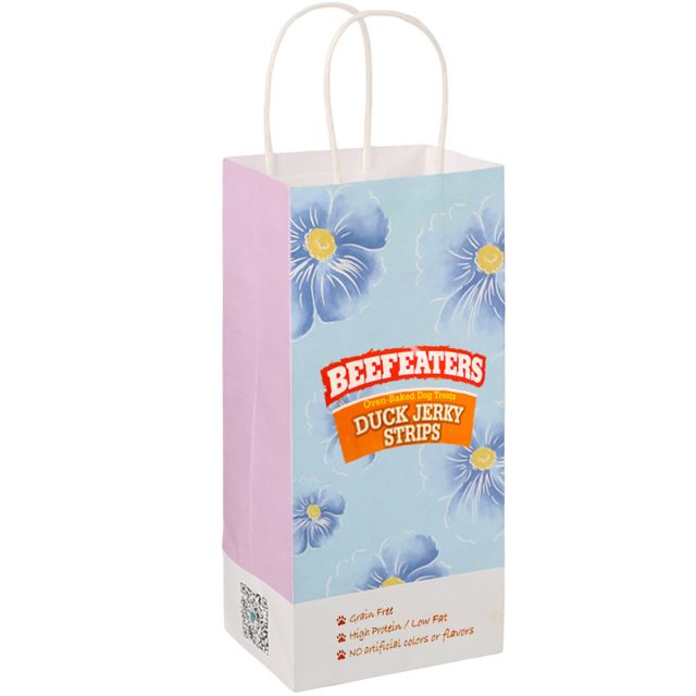 Full Color Custom Kraft Paper Shopping Bag - 5.1''w x 10.6''h x 3.7''d