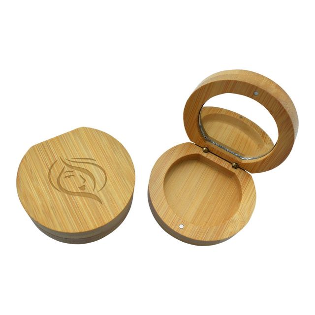 Custom Bamboo Pocket Mirror w/ Storage Box