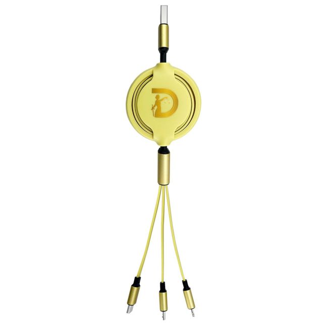 Full Color Custom 3-in-1 Retractable Silicone Charging Cable