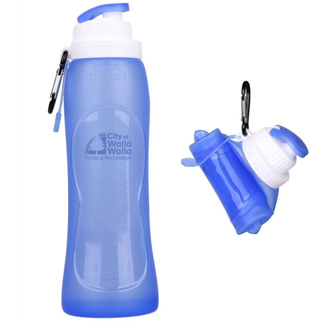 Custom Soft Silicone Folding Water Bottle - 17 oz.