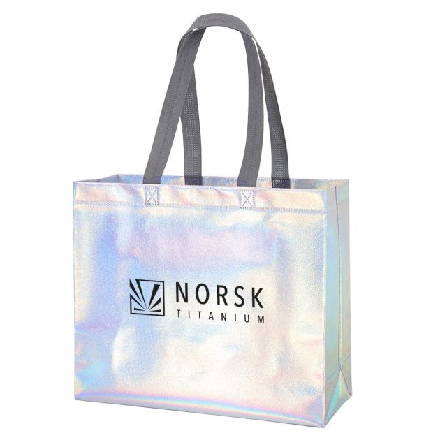 Custom Holographic Non-woven Gift Tote Bag - 18"W x 13"H x 4.7"D