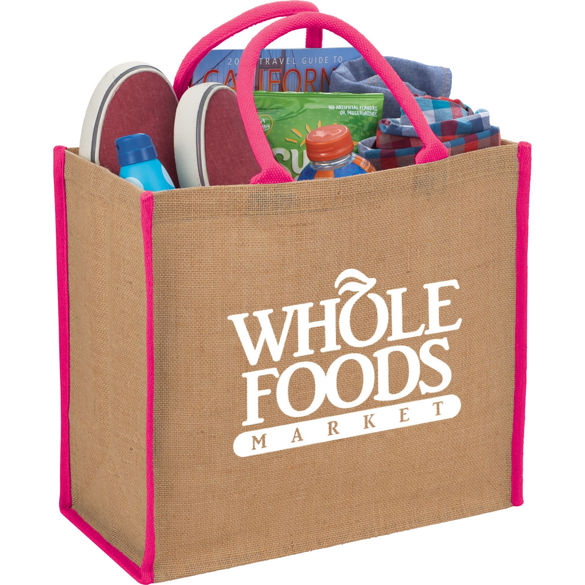 Jumbo Two-Tone Jute Custom Tote Bag - 15.75"w x 14"h x 7.8"d