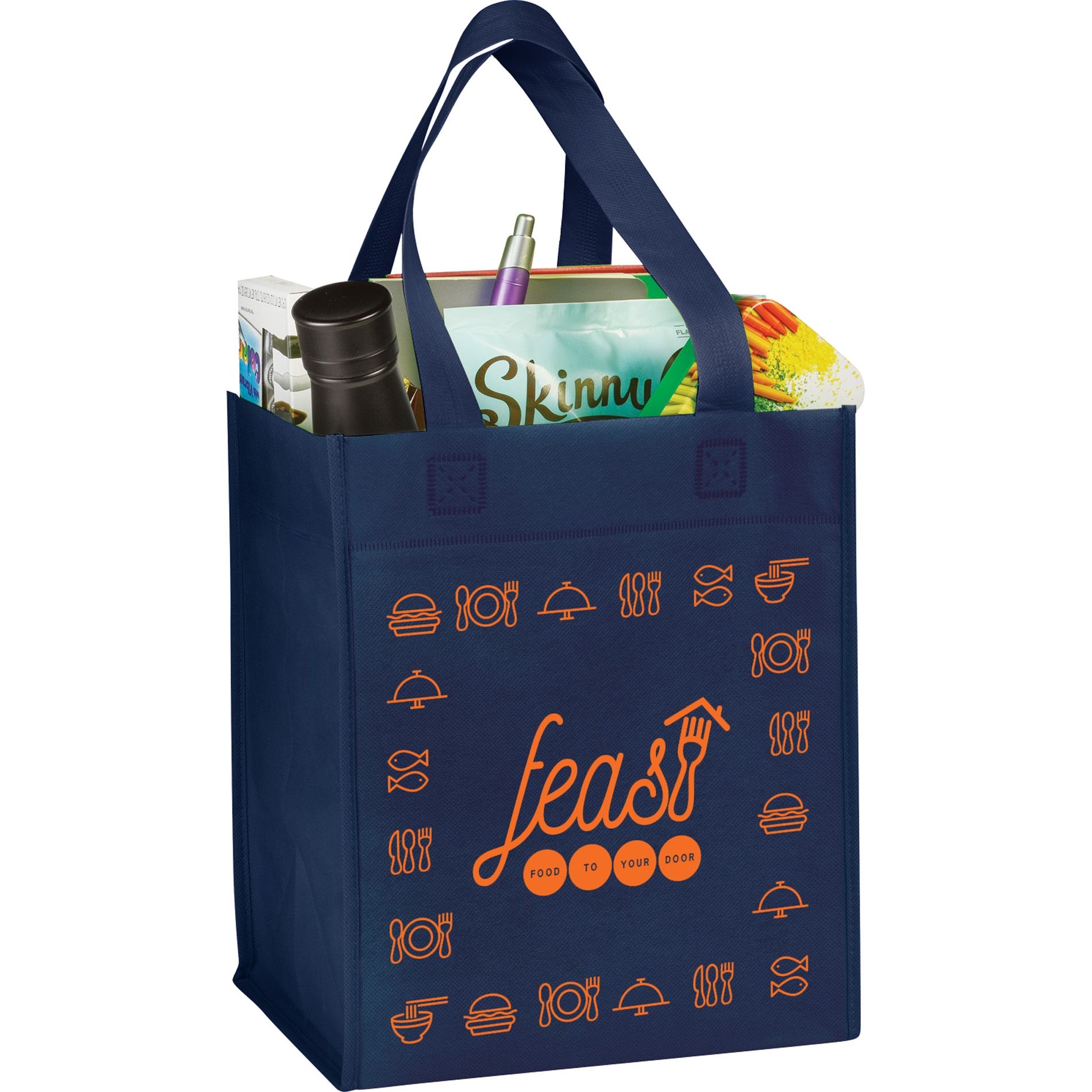 Custom Non-Woven Grocery Promotional Tote Bag - 10.5"w x 11.75"h x 8"d