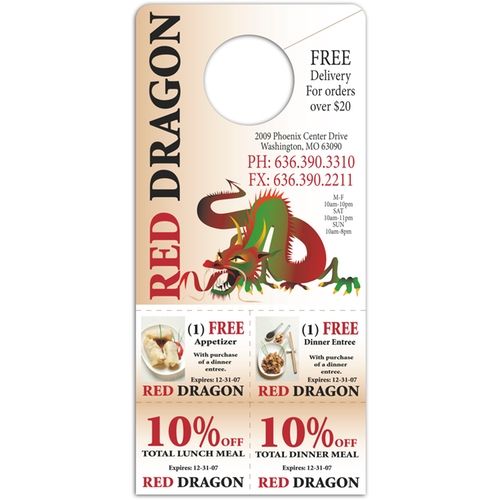 Full Color Cut Out Coupon Custom Door Hangers