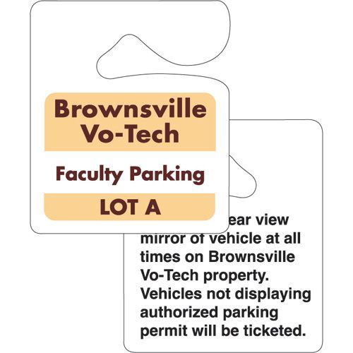 Hanging Custom Printed Parking Permit - 3"w x 3.5"h