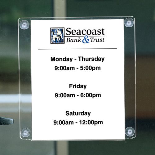 Glass Mounted Acrylic Custom Sign Holder w/ Suction Cups - 8.5" x 11"