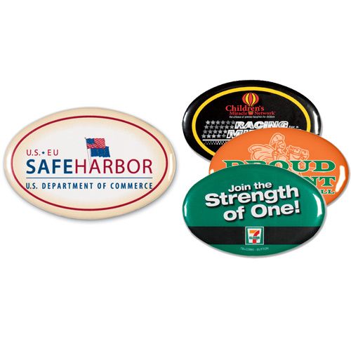 Safety Pin Back Custom Political Button - 1.2" x 2.1" - Oval