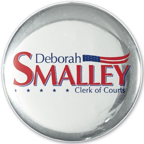 Safety Pin Back Promo Button - 3.5" Dia. - Silver Mylar